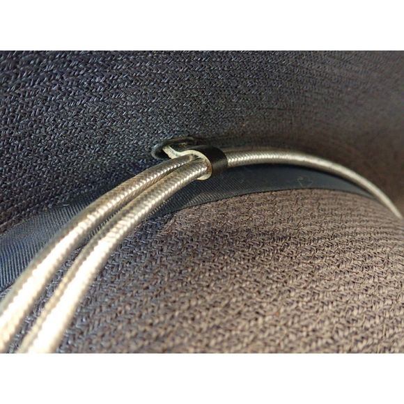 Lawman Hat Genuine Milan 7 1/4 Silver Tassel Campaign Sheriff Blue Navy Straw - Picture 7 of 10